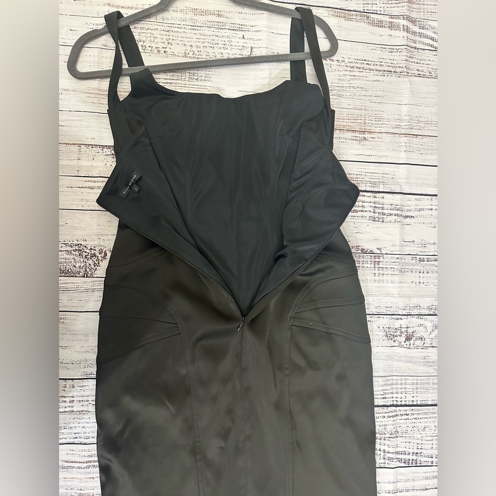 David Meister Elegant Black Evening Satin Dress Sz. 8 - Picture 8 of 10